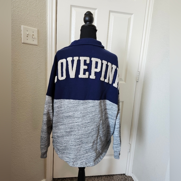 VS Pink Navy and Heatger Gray Quarter Zip Sweatshirt XL - Picture 3 of 14